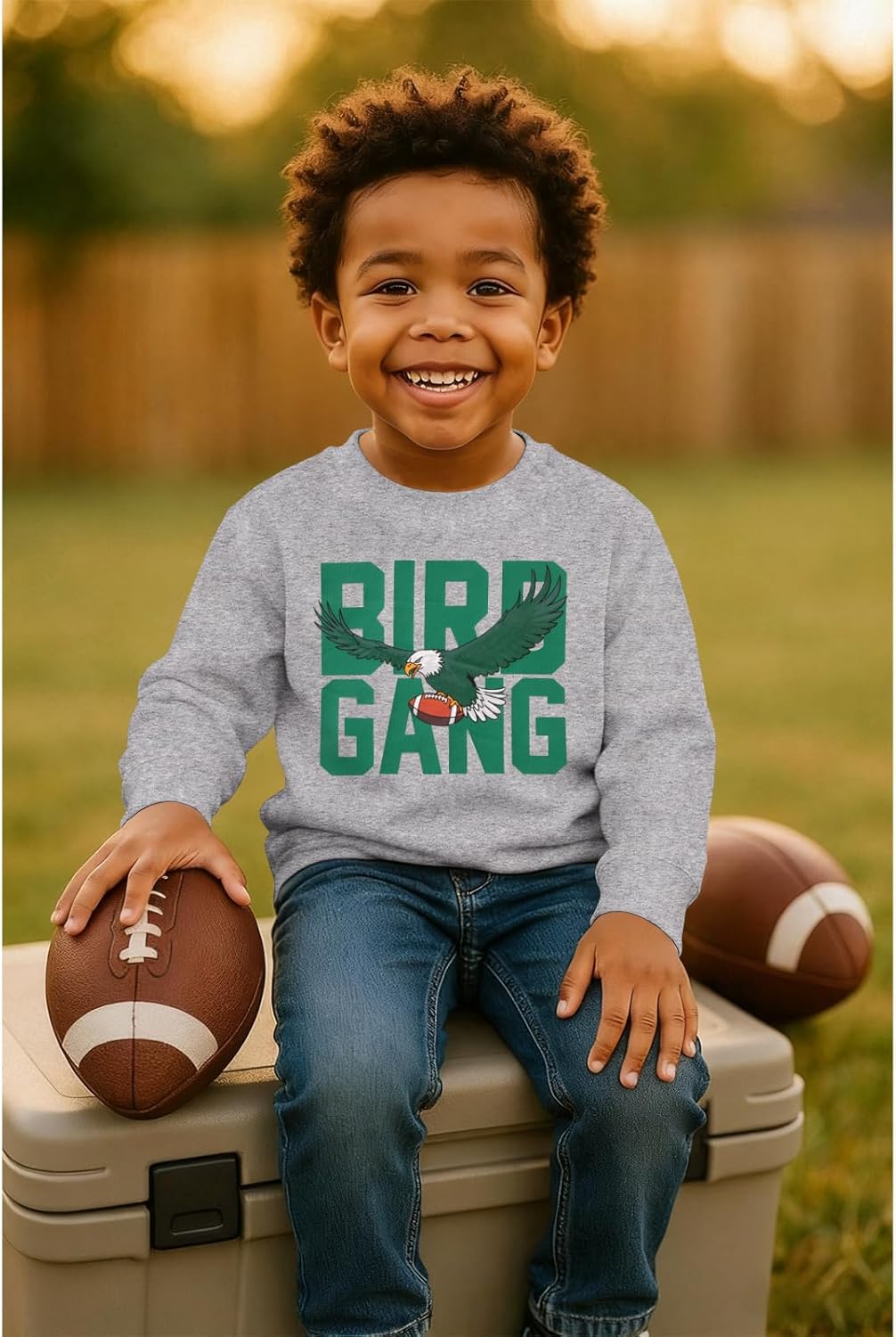 KEKEMI Toddler Boy Girls Football Sweatshirt Sundays are for the Birds Pullover Shirt Game Day Outfit Football Ballgame Tops - Image 2