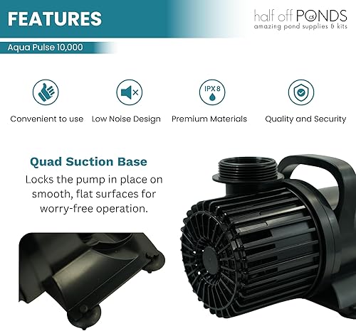 Vista 41 de HALF OFF PONDS Aqua Pulse Series - Bombas sumergibles de tracción híbrida de 550 gal/hr a 12,500 gal/hr Cable de 33 pies