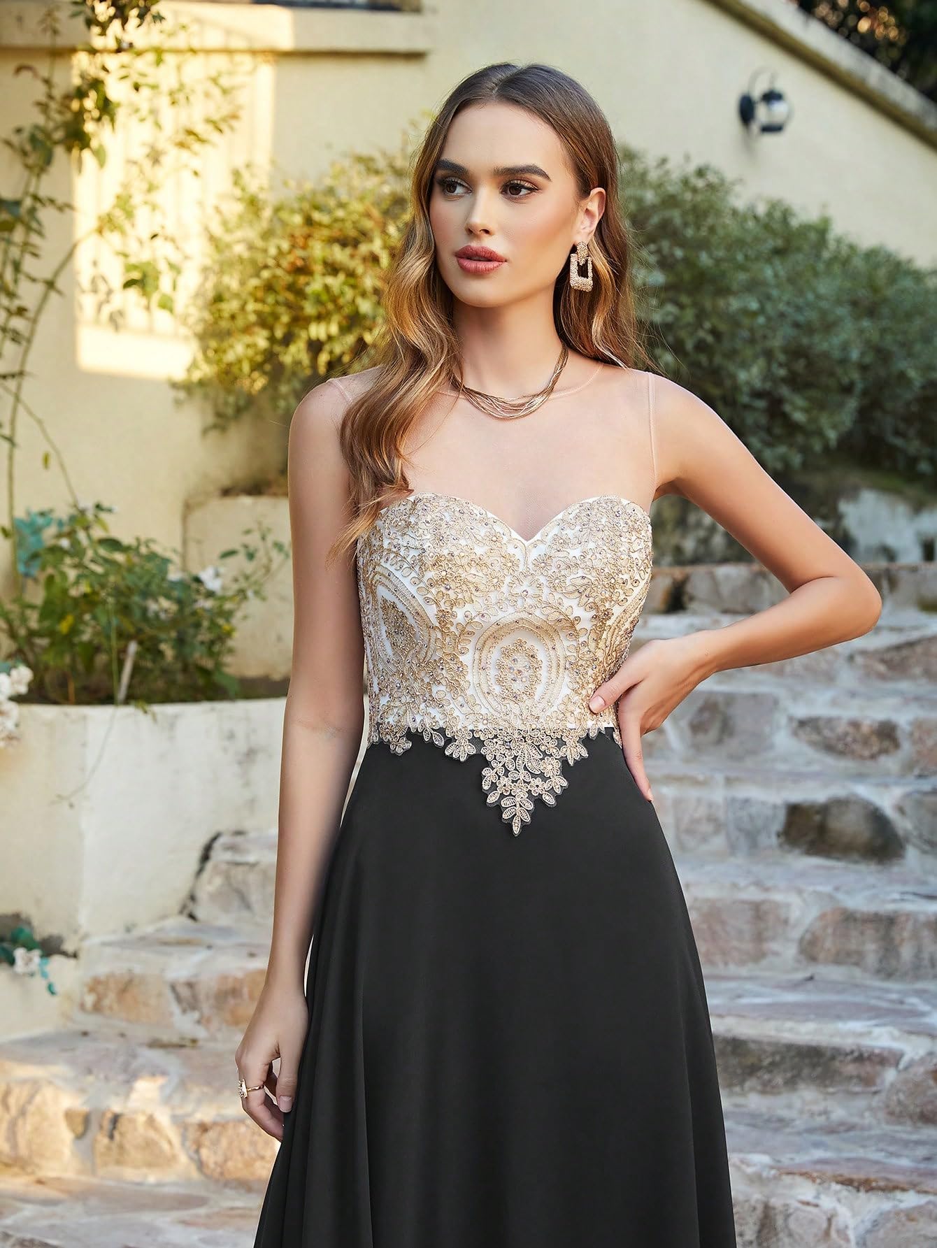 Amazon.com: Neeno women's dresses Contrast Lace Tube Dress - Elegant  Colorblock A Line Sleeveless Long Dress dress for women(Large) Black :  Clothing, Shoes & Jewelry