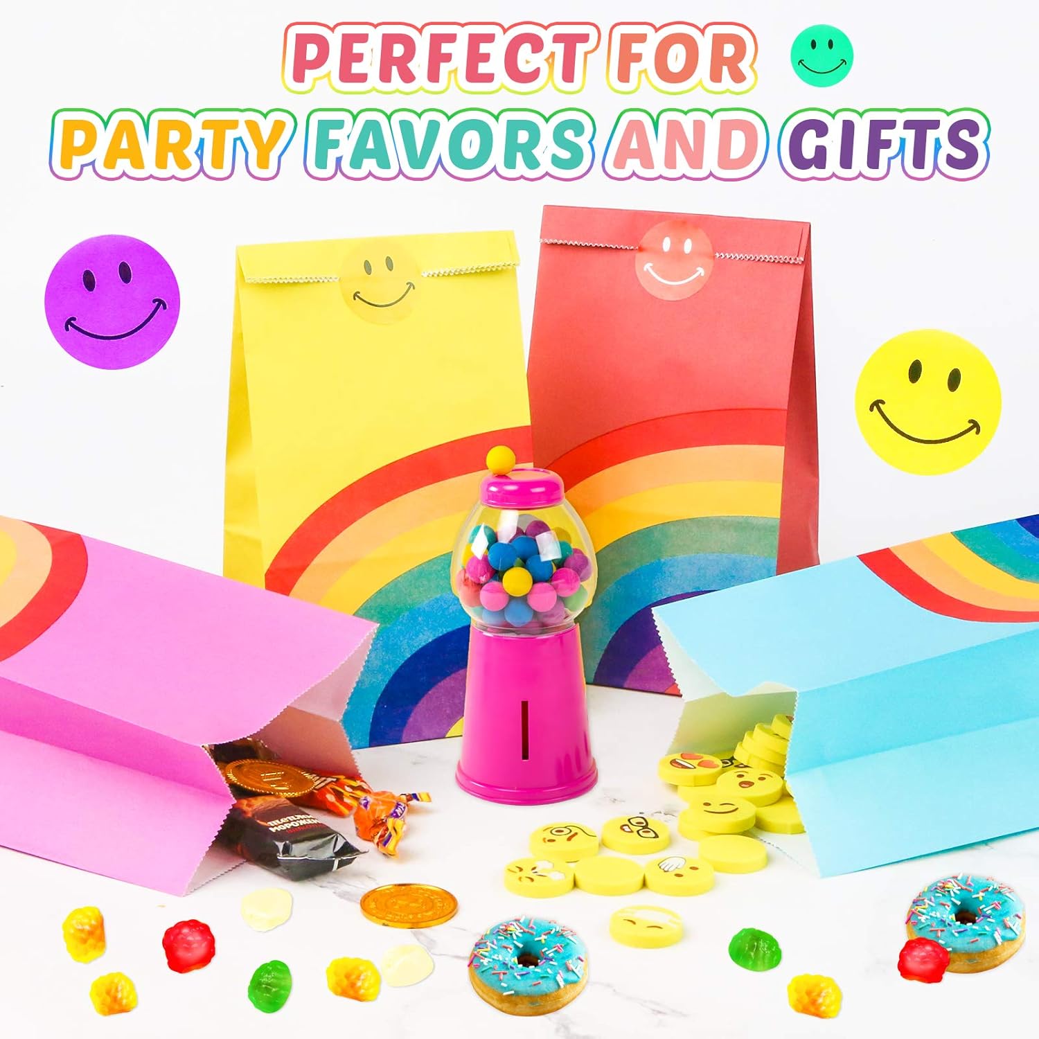 LovesTown 36 Pcs Rainbow Paper Gift Bags, 8 colour Rainbow Party Bag Rainbow Gift Bag Birthday Gifts and Party Favors Multi-use for Girls Boys Kids Party Supplies : Toys & Games