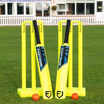 Fortress Garden Cricket Set - Bats, Stumps &amp; Carry Bag - Three Sizes Available (Youth Set)