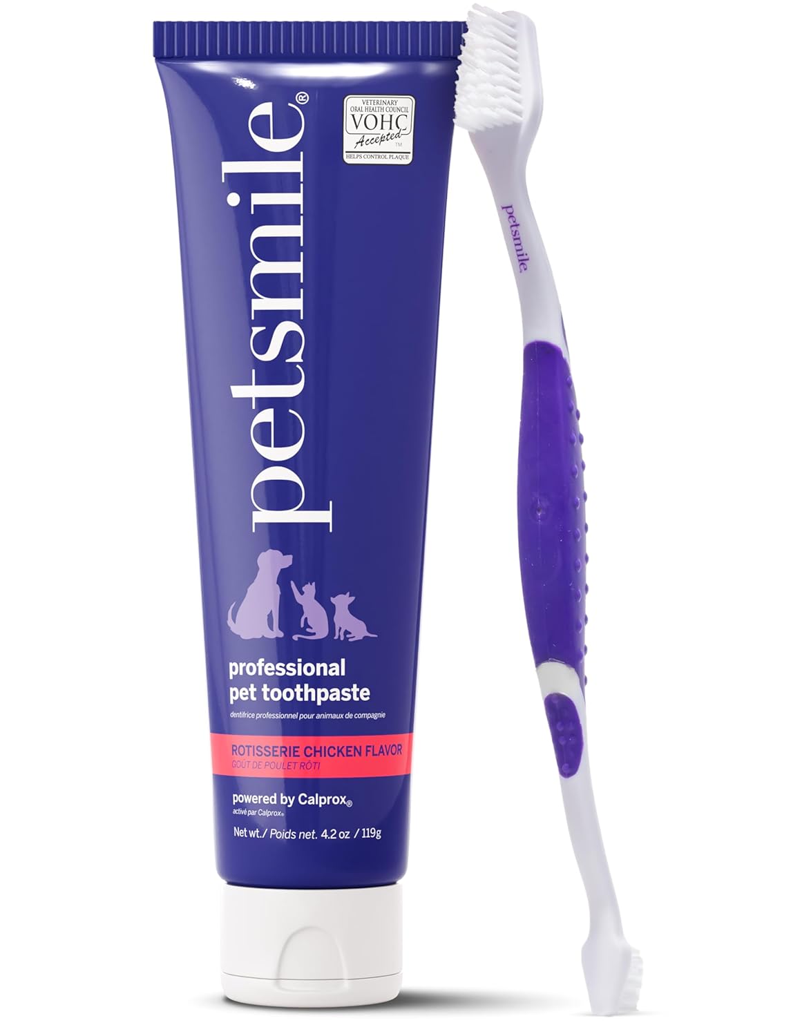 Petsmile Professional Pet Teeth Brushing Kit for Cats Dogs - Only VOHC Accepted Toothpaste Patented Toothbrush - Proven