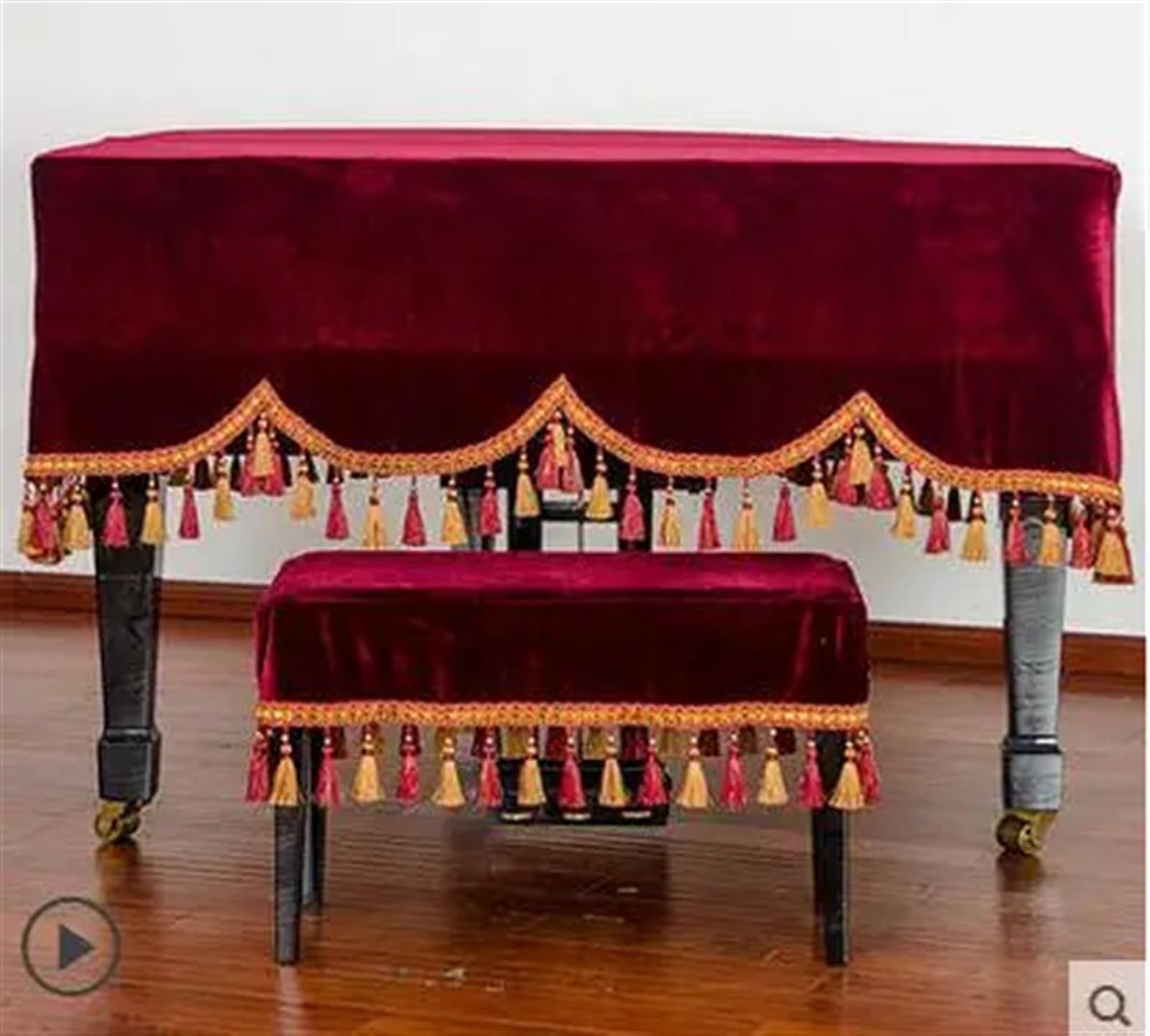Copertura Per Pianoforte A Coda Copertura for pianoforte a coda in velluto spesso 250D, copertura completa, decorazione lavabile for la casa, bellissima custodia for(Mahogany,Pianocover 2st cover)