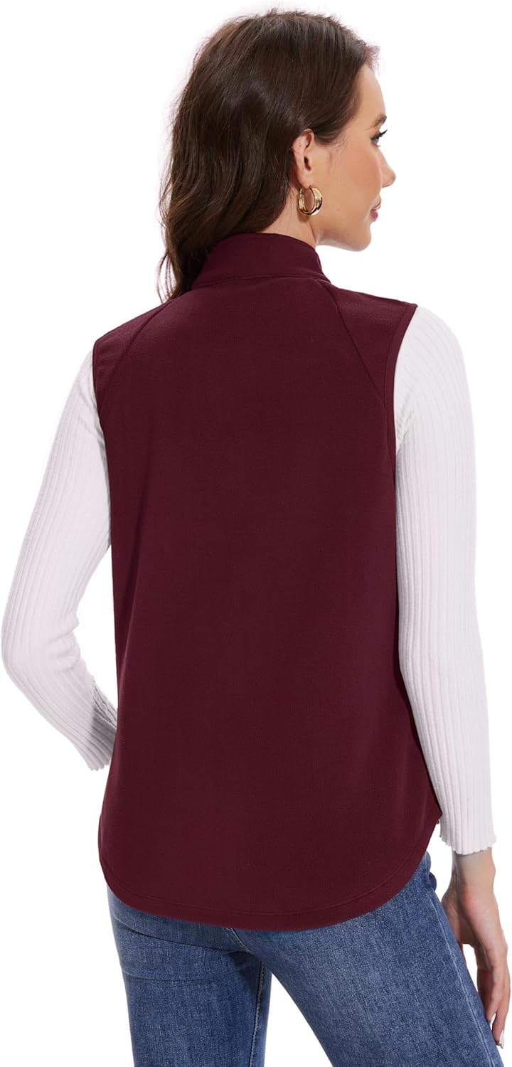 MAGCOMSEN Women's Fleece Vest with Zipper Pockets Zip Up Sleeveless Jackets Lightweight Soft Warm Polar Vest Outerwear - Image 3