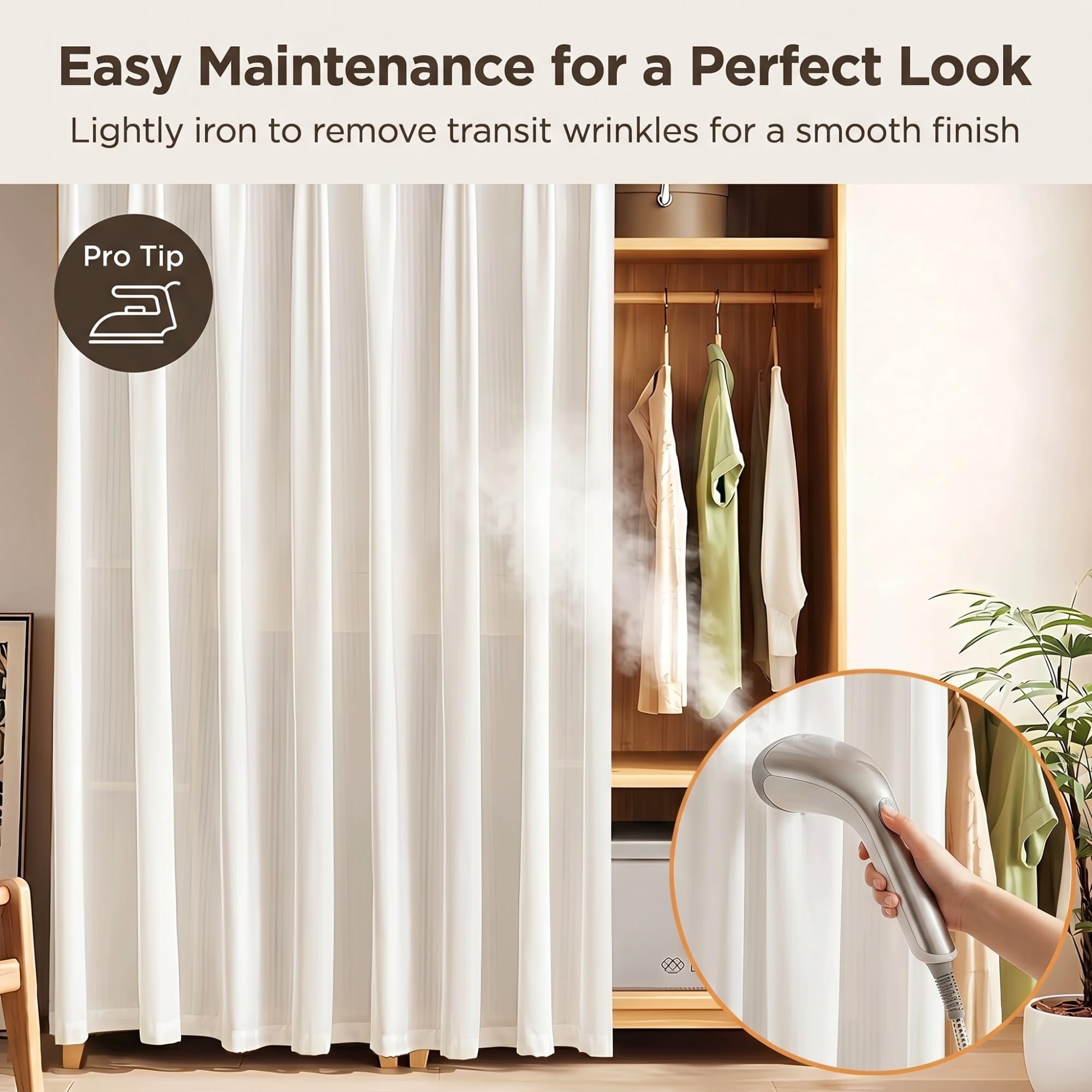 NEPHRA Rideau Placard Autocollant, Rideau sous Evier avec Rail Coulissant & sans Perçage, Rideau Cuisine en Gaze pour Armoires sans Portes, Machines à Laver & Penderies(White-D,200 x 200 cm)