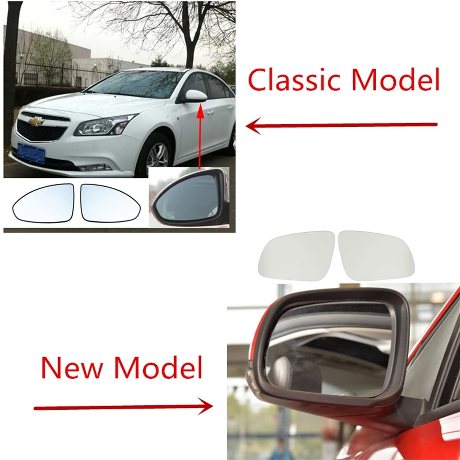 Vetro Dello Specchietto Retrovisore Vetro specchietto retrovisore laterale per Chevrolet per Cruze 2015 2016 senza riscaldamento installare(New Modle Left)