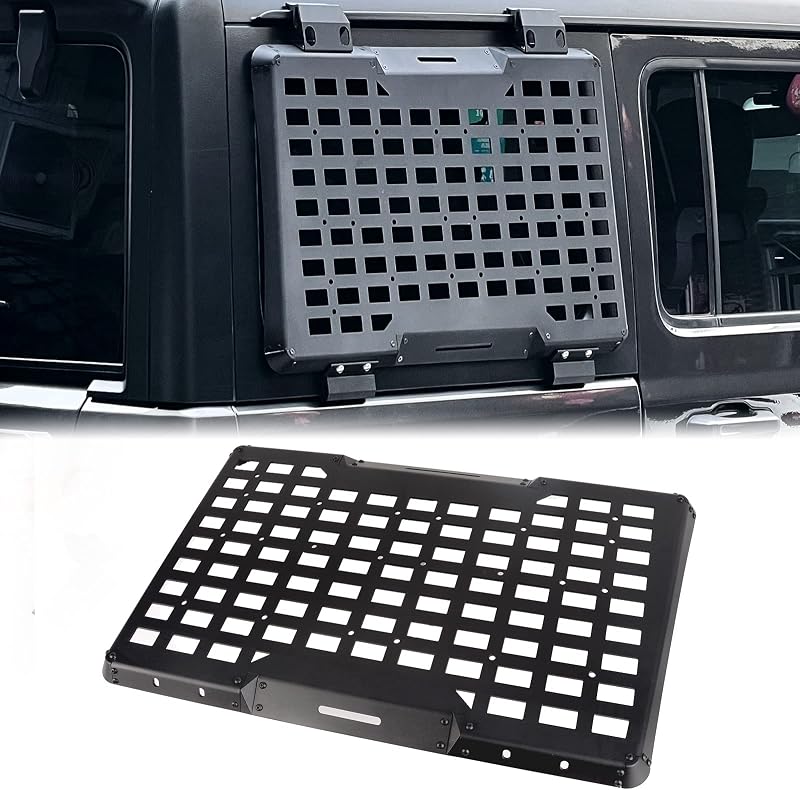 FURYENGRAVER Rear Window Storage Molle Panel Flank Kit Rear Window Protective Decoration for Jeep Wrangler 2018-2025 JL 4 Doors