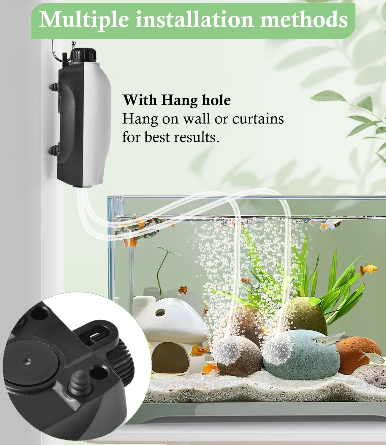 HITOP 2W Nano Whisper Aquarium Air Pump, 57GPH Adjustable Dual Outlet Fish Tank Oxygen Pump, Aquarium Aerator for 1-50 Gallon Fish Tanks - image 5
