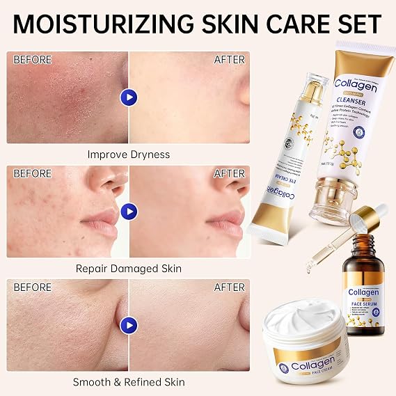 Collagen Skin Care Set, 13-In-1 Travel Skincare Kits for Firming Skin, Shrink Pores, Anti Aging Skincare Set for Reduce Wrinkles, Smooth Fine Lines, Hydrating, Facial Kits for Women & Girls.