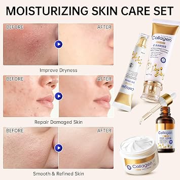 Collagen Skin Care Set, 13-In-1 Travel Skincare Kits for Firming Skin, Shrink Pores, Anti Aging Skincare Set for Reduce Wrinkles, Smooth Fine Lines, Hydrating, Facial Kits for Women & Girls.