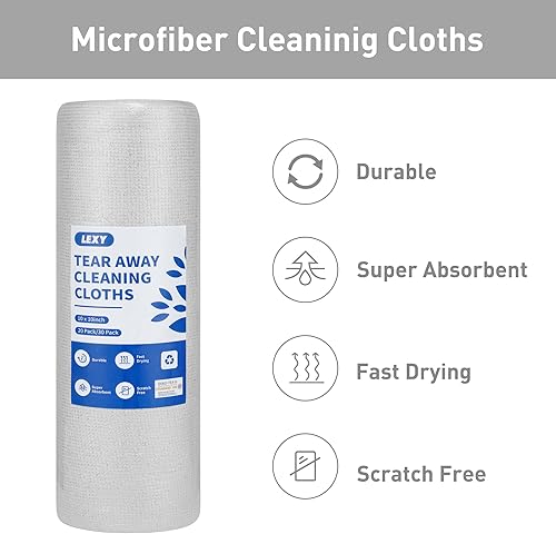 Miniatura 6 de LEXY Paquete de 20 rollos de paño de limpieza de microfibra, toallas de microfibra reutilizables para automóvil, casa, garaje o cocina, 10 x 10