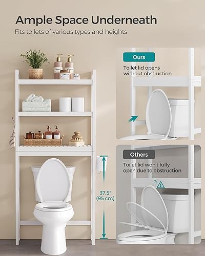 Miniatura 7 de SONGMICS Over The Toilet Storage, 3-Tier Over Toilet Bathroom Organizer with Adjustable Shelf, 10.2 x 24.8 x 66.9 Inches, Space-Saving, Cloud White