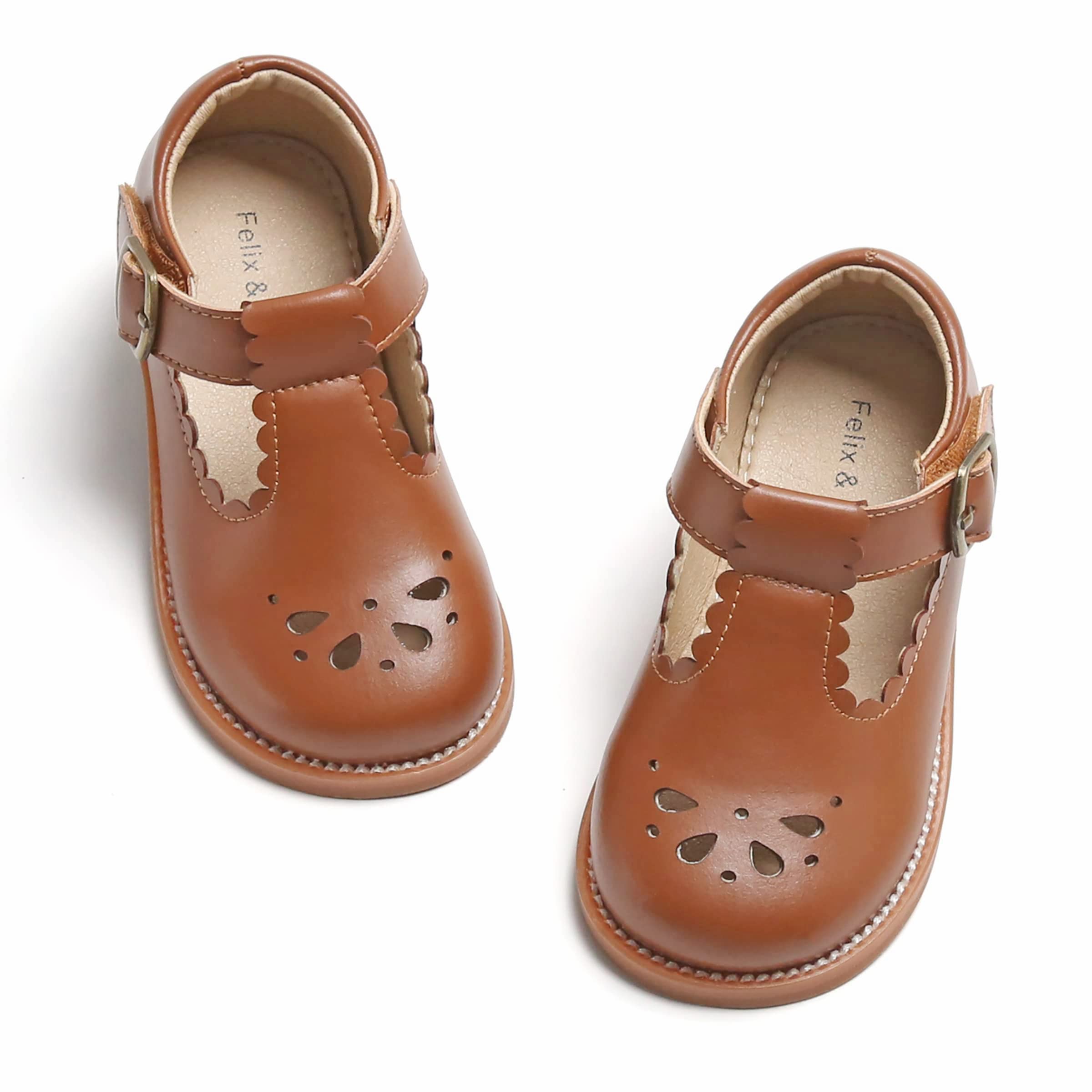 Felix &amp; Flora Toddler Little Girl Princess Dress Shoes-Mary Jane Flats for Girl Party School Shoes
