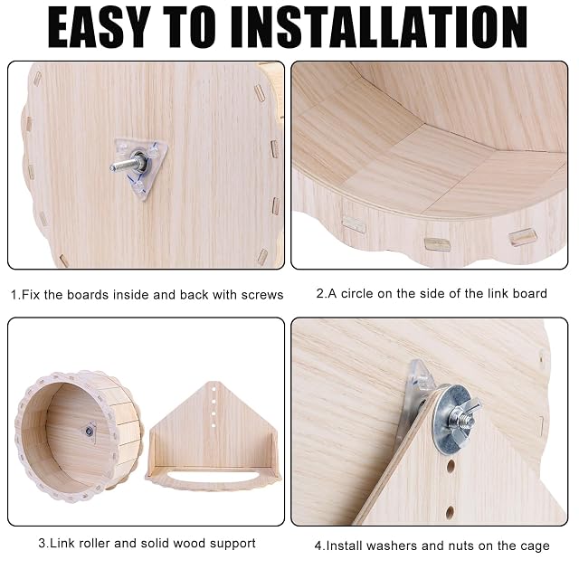 Foto 5 de 7 de Rueda de ejercicio de madera para hámster (ø23 cm), silenciosa, ideal para hámsters enanos, ratones
