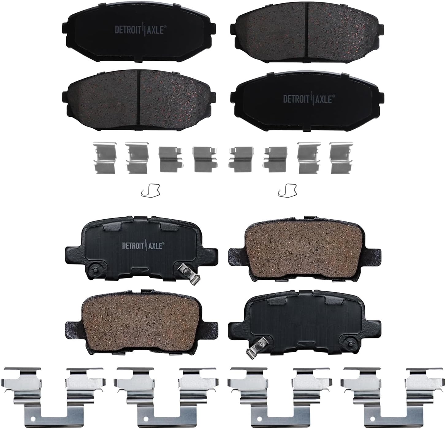 Detroit Axle - Brake Pads for 2002-2004 Honda Odyssey, 2001-2002 MDX | Ceramic Brake Pads w/Hardware Front and Rear Replacement