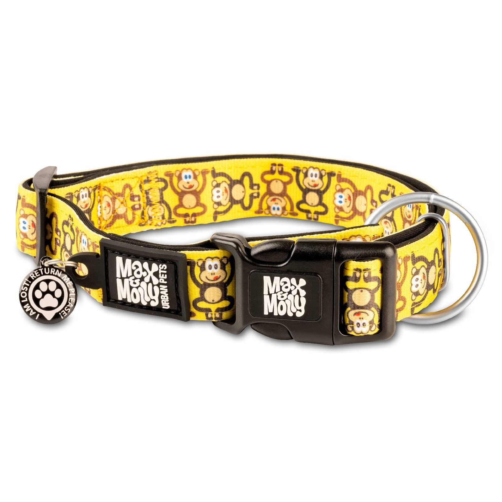 Max & Molly Urban Pets Fashion Smart ID Dog Collar, Anti-Fade, Adjustable Sizing w/Pet Profile Smart ID QR-Tag, Waterproof & Machine Washable, Monkey Maniac, Extra Small (Neck Size 9-14") — image 1