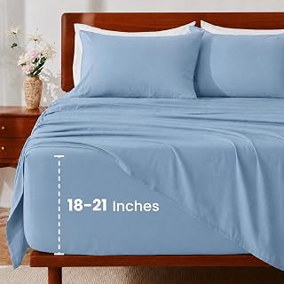 GOKOTTA 4 Piece King Size Sheet Set - Soft, Breathable & Cozy - Dusty Blue