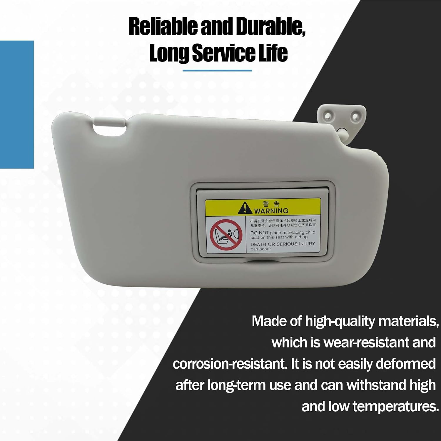 Gray Passenger Side Sun Visor Compatible with Nissan Sentra 2013-2019 Replace Right Sun Protection Shade 96400-3SG8A