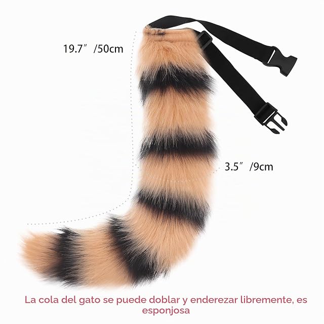 Foto 4 de 6 de DRESHOW Piel Sintética Orejas y Cola de Lobo Zorro y Mascaras Venecianas de Encaje Conjunto de Cosplay…