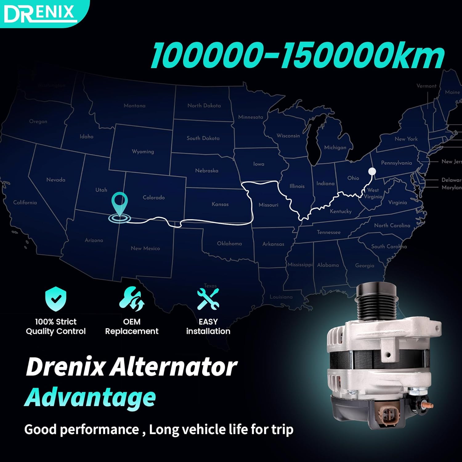 High Output Alternator fit for GS350 2007-2011 V6 3.5L, IS350 2006-2013 V6 3.5L, for IS250 2006-2013 V6 2.5L, for GS300 2006 V6 3.0L 150Amp 12V CW 7-Groove Pulley 27060-31060