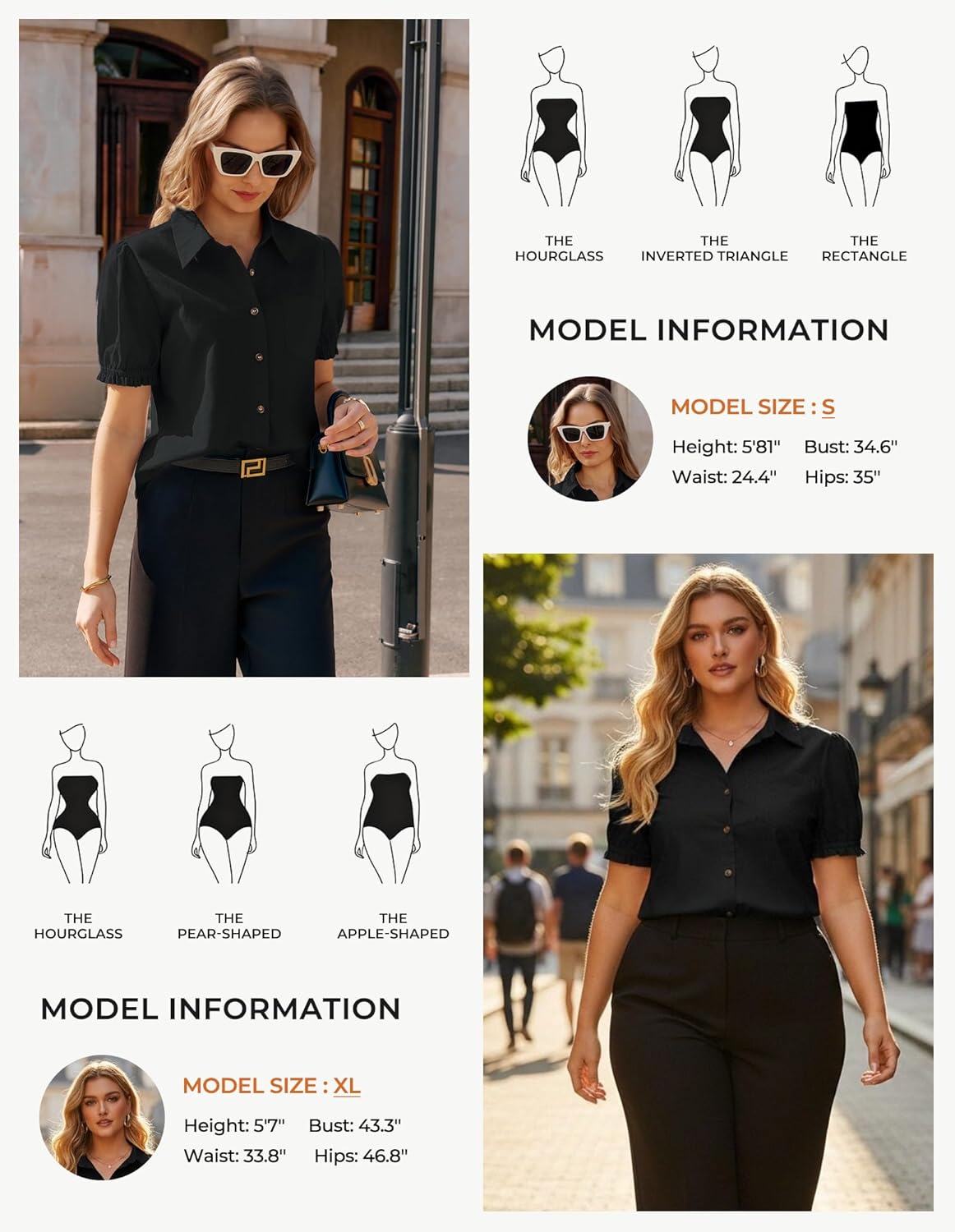 GRACE KARIN Women's Cotton Linen Blouse V Neck Puff Short Sleeve Button Down Work Summer Tops - Image 4