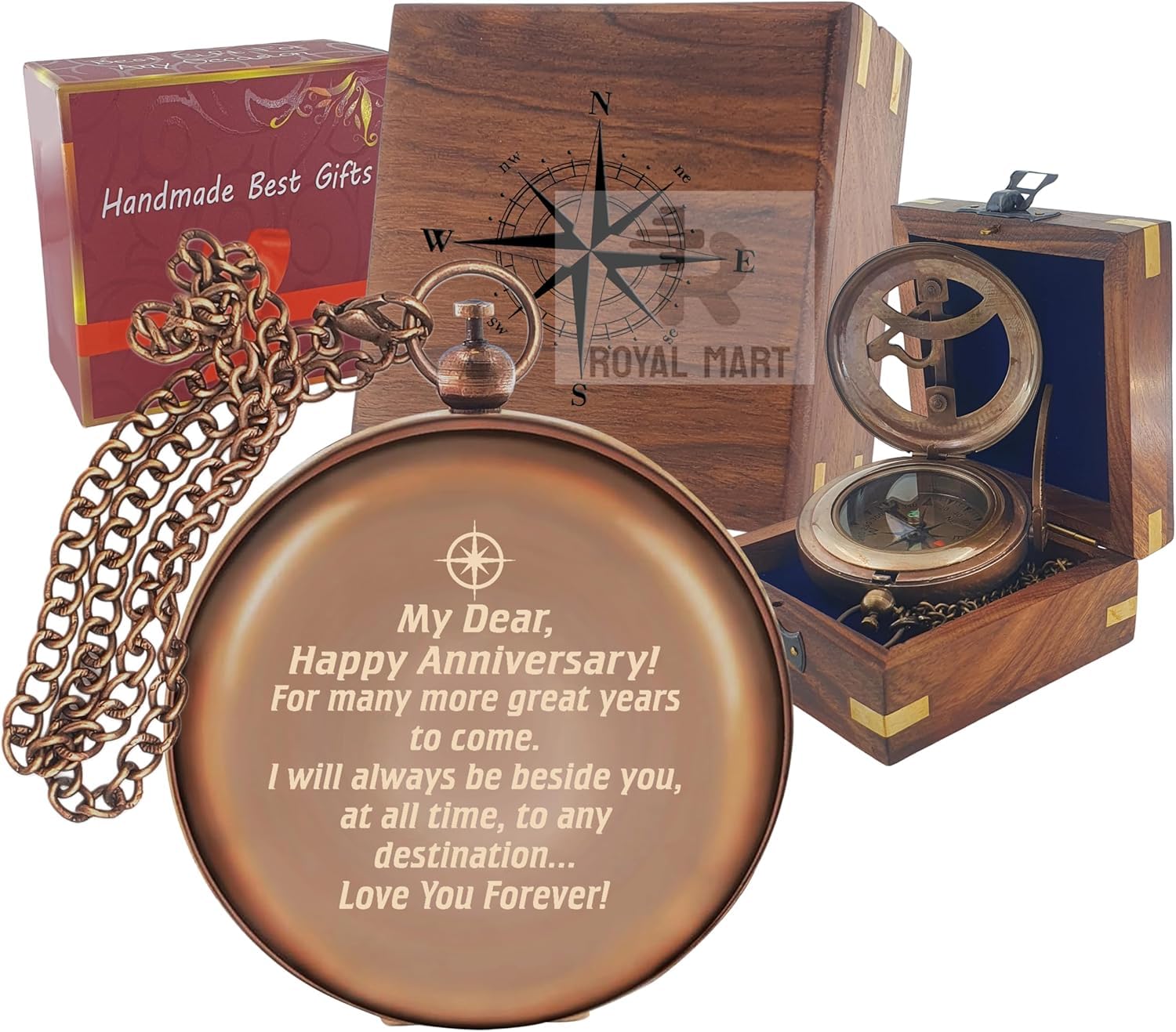 So You Can Always Find Your Way Back to Me Compass - Personalized Working Compass with Leather case, for him/her Bronze (Persnalized Compass)