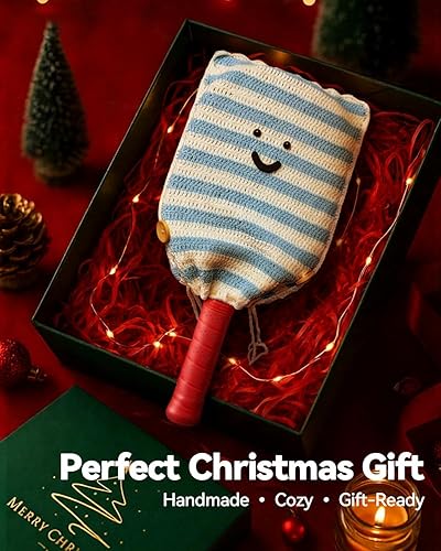 Miniatura 5 de Funda de paleta de pickleball de ganchillo para regalo, funda hecha a mano para mujeres y hombres, bonitos accesorios con bolsa de prensa, lista