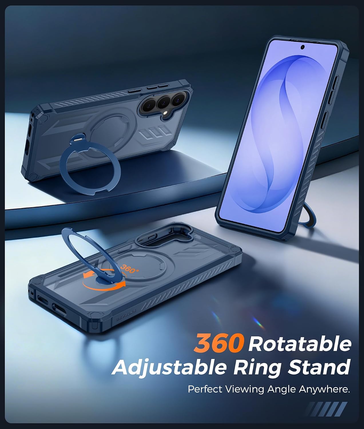  for Samsung Galaxy S26 Case with 360 Spin Magnetic Kickstand | Screen Protector, Compatible with MagSafe, Heavy Duty 20FT Military-Grade Drop Protection, Non-Slip, Shockproof Rugged thumbnail