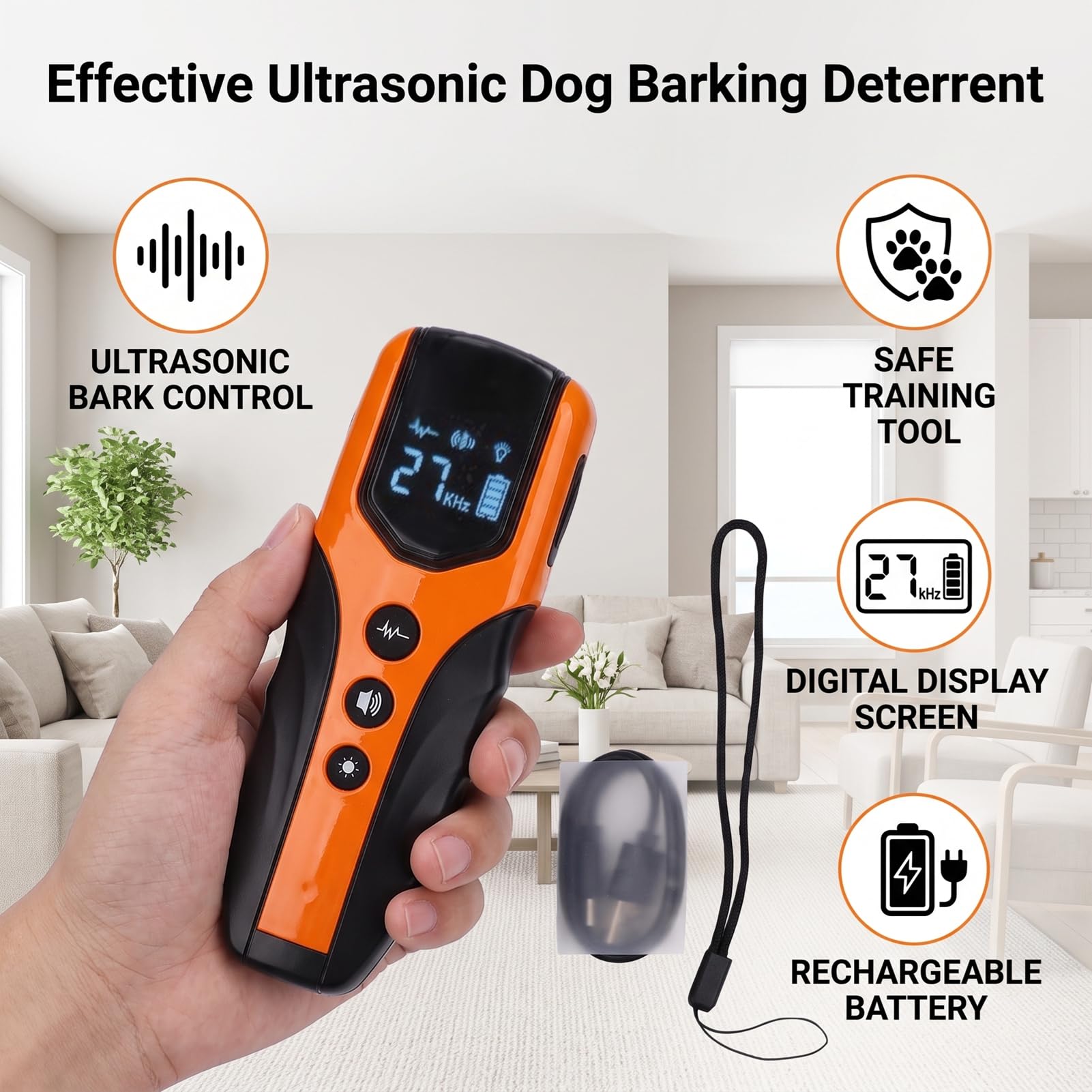 Display Digitale Ricaricabile Deterrente Antiabbaio per Cani Ad