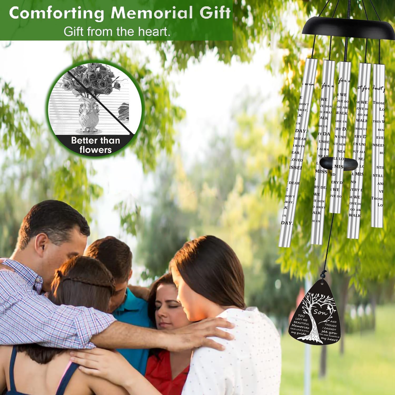 Sympathy Memorial Wind Chimes Bereavement Memorial Gifts for Loss of Son Sympathy Memorial Gifts for Loss of Loved One in Memory of Son - Image 3