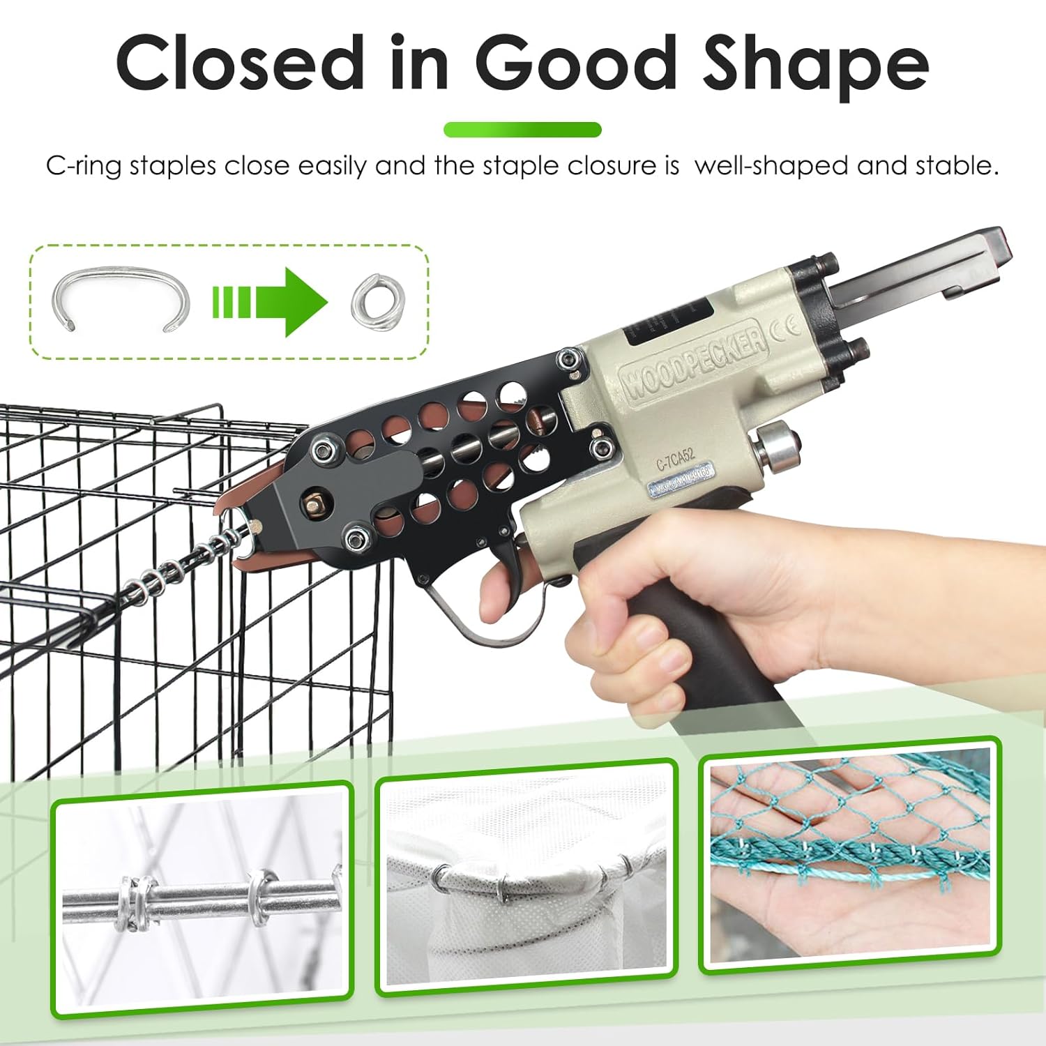 SC7 15 Gauge 3/4'' Crown 304 Stainless Steel C Ring Staples C-Rings Hog Rings in 304 Stainless Steel (10,000 PCS/Box)