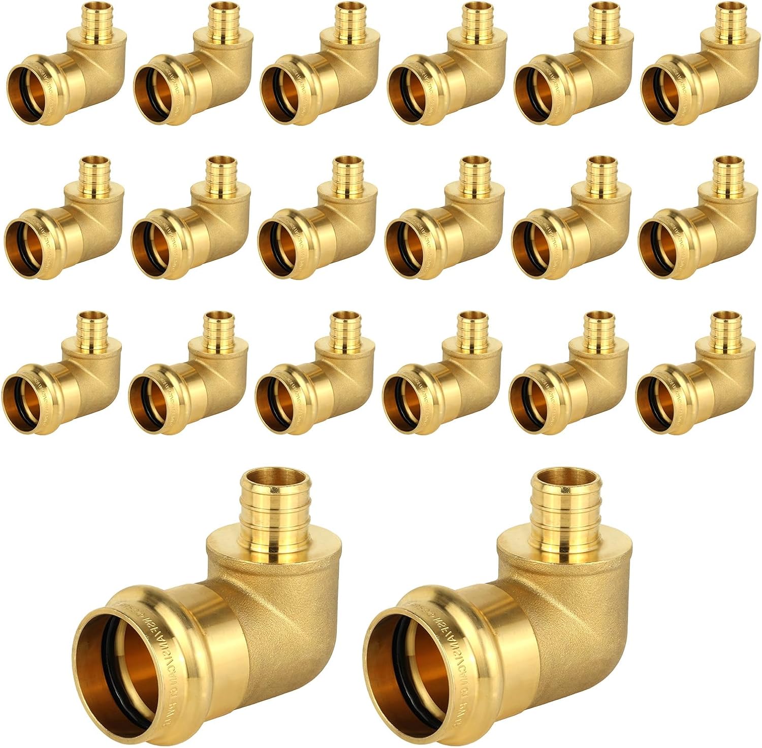 5-Pack HeSun Copper Press Fitting Elbow, 1/2" PRESS X 1/2" PEX F1807 Crimp Elbow, LF Brass