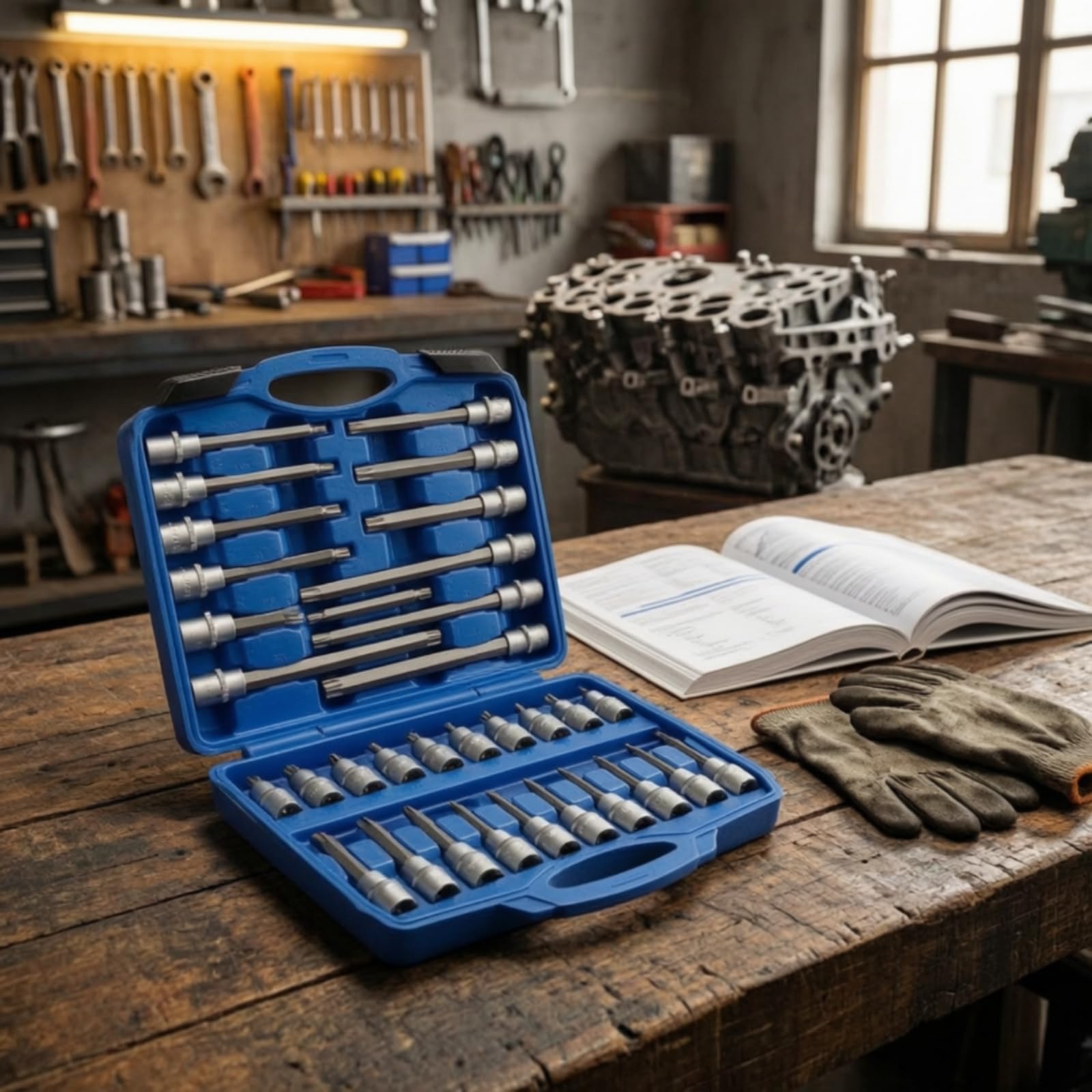 Jeu Douilles et Embouts Organisé Coffret Clés à Douilles Complet Mallette à Outils pour Bricoleurs