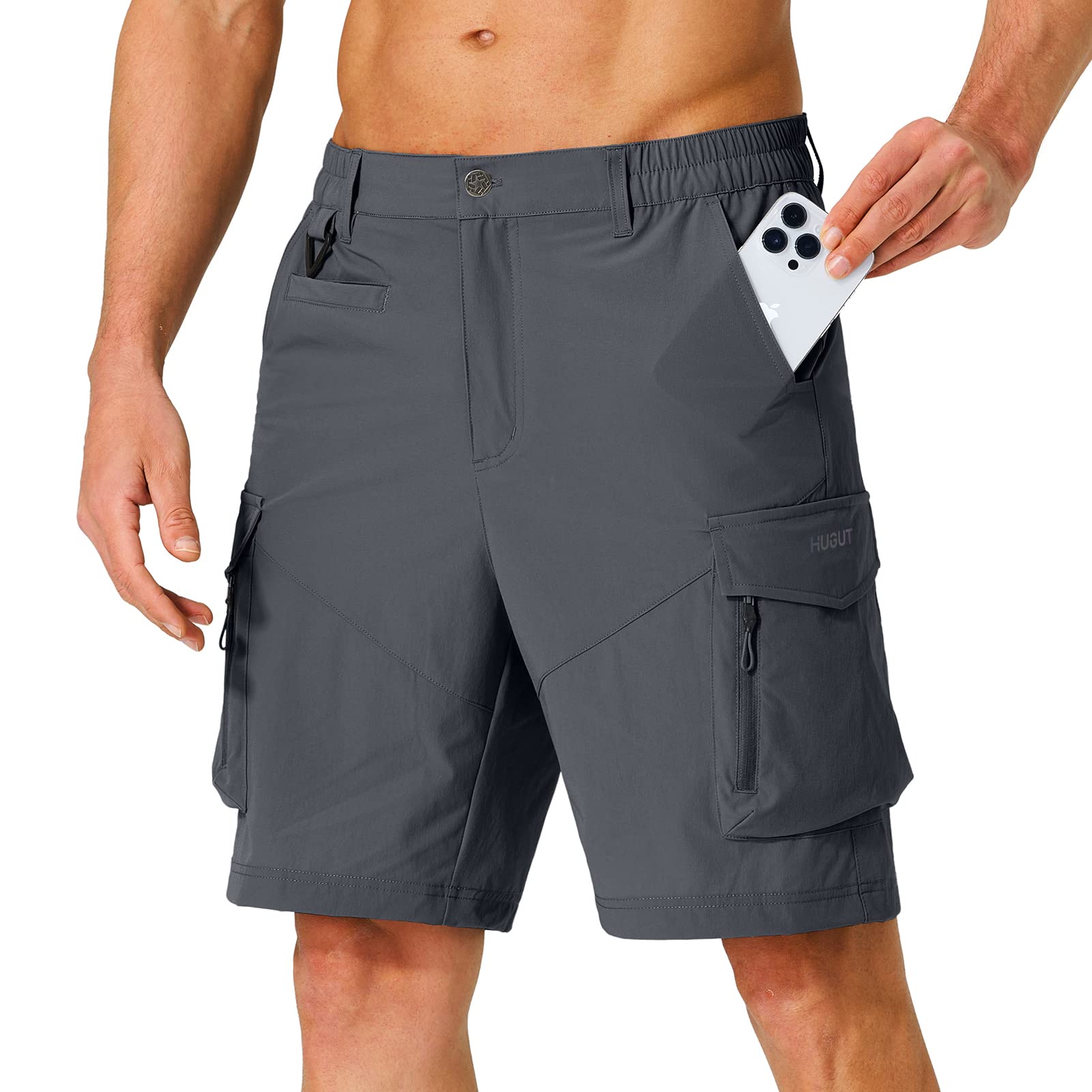 Men's Hiking Cargo Shorts Quick Dry Lightweight Travel Shorts with Multi Pockets for Fishing Camping Golf