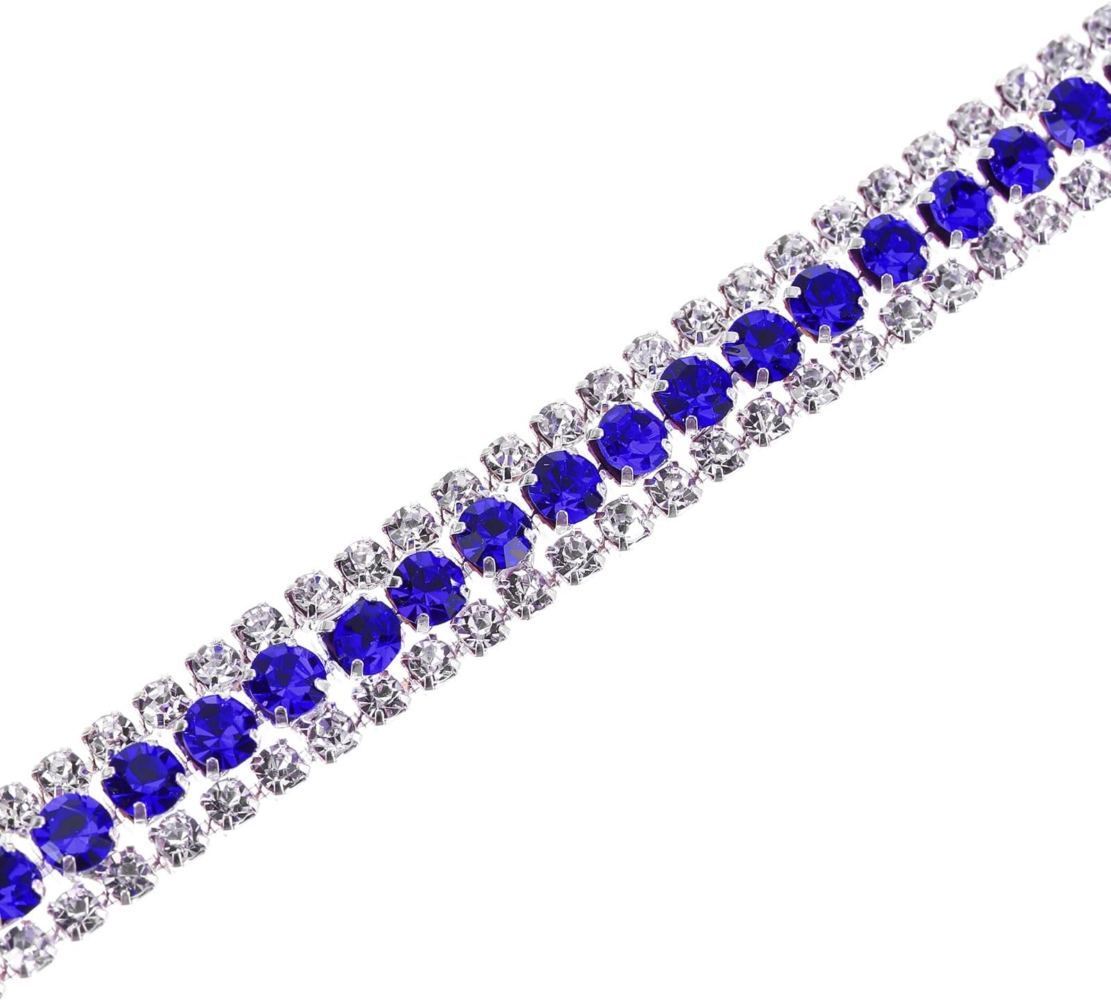 sourcing mapsourcing map 1 Yard 3 Rows Rhinestone Chain, 8.5mm Bling Crystal Close Claw Chain Trim for DIY Jewelry, Clothing, Bags, Shoe Decoration (Silver, Sapphire Blue, White)