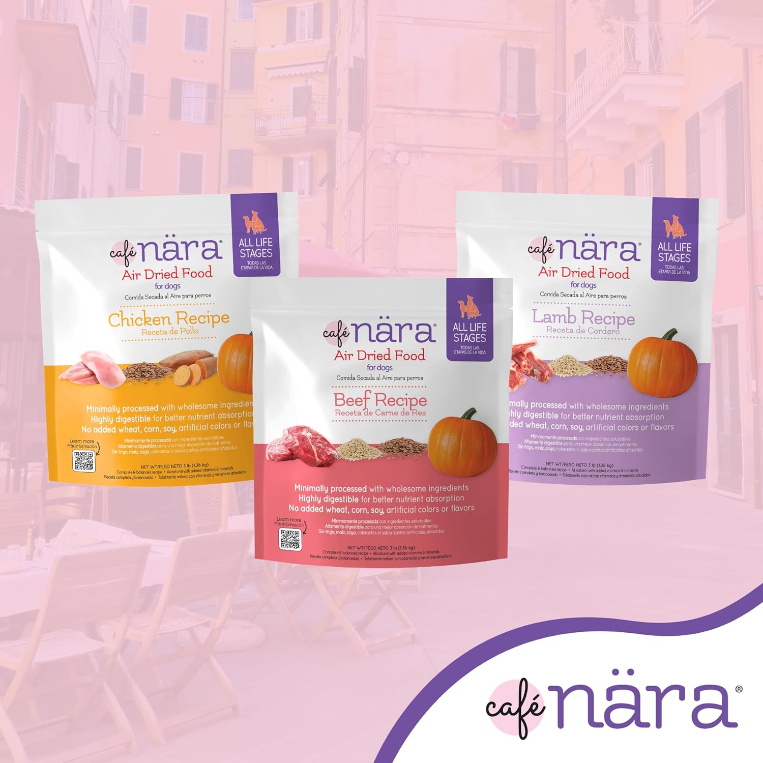 Café Nara - Lamb Air-Dried Food for Dogs - Complete Meal, Food Topper or Treat - Minimally Processed & Highly Digestible - for All Breeds & Ages - Wheat, Corn & Soy Free - Made in USA - 3 lb Bag