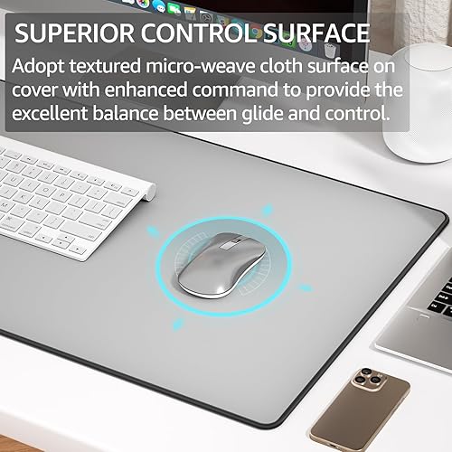 Miniatura 33 de KTRIO - Alfombrilla de mouse grande para juegos con bordes cosidos, extendida, tela microtejida superior, base antideslizante, almohadilla de Negro