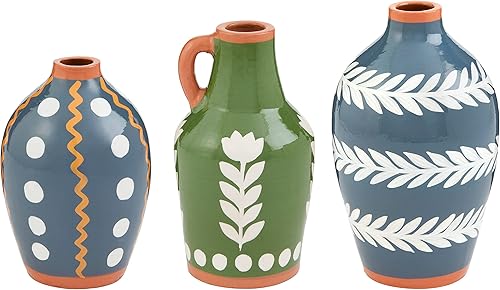 Miniatura 2 de Mud Pie Florero de lunares florales, grande, grande de 11 x 6 pulgadas de diámetro