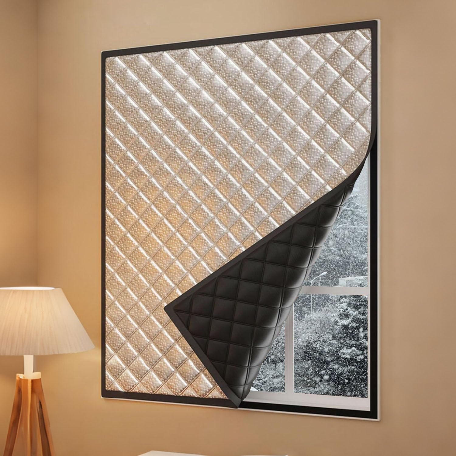 Fensterisolationsset für den Winter,Wärmeschutzvorhang 70/80/90/100 cmThermo Cover Fenster Isolierung Winddicht,Oxford-Stoff fenster isolierung(100x200 cm)