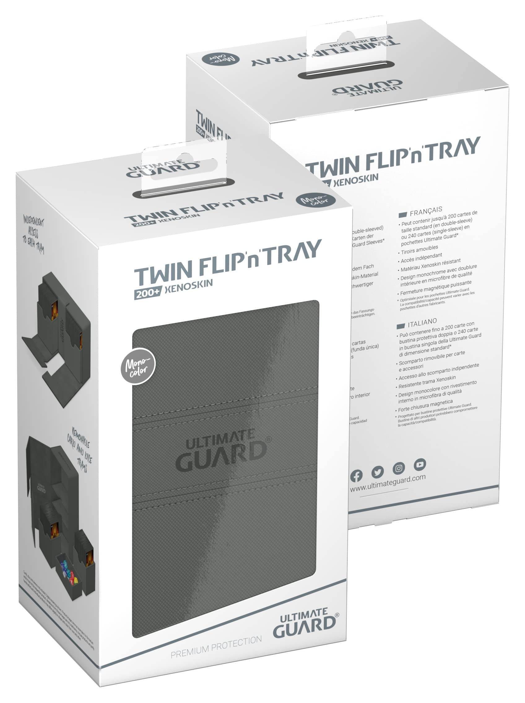 Ultimate Guard Twin Flip`n`Tray 200+ XenoSkin Monocolor Gris