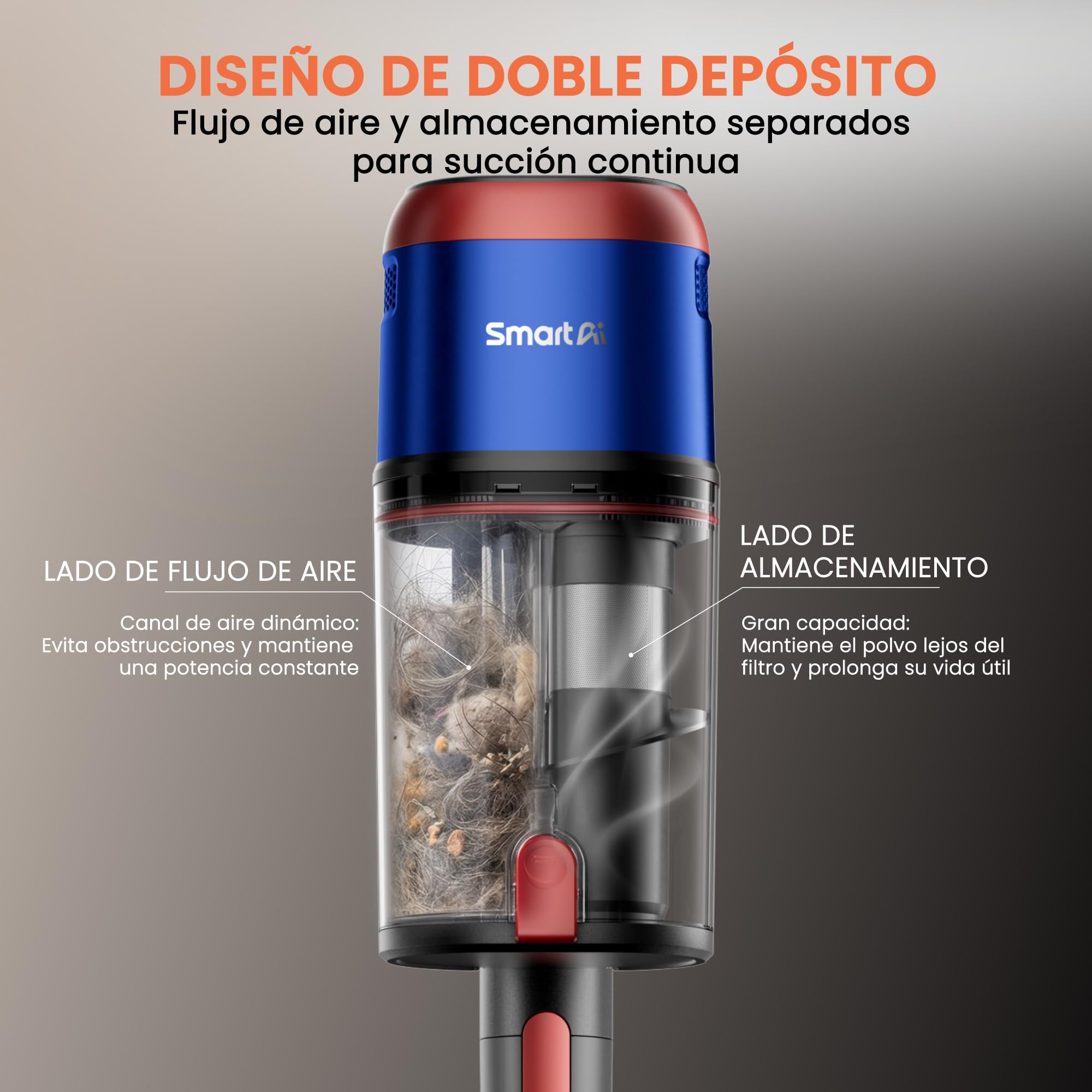 V15 Ultra Aspiradora sin Cable 58000Pa/600W/75Min, Doble Depósito 1,8L, Tubo Flexible, Cepillo en V Antienredos, Aspirador Escoba sin Cable para Pelo de Mascotas y Suelo Alfombra