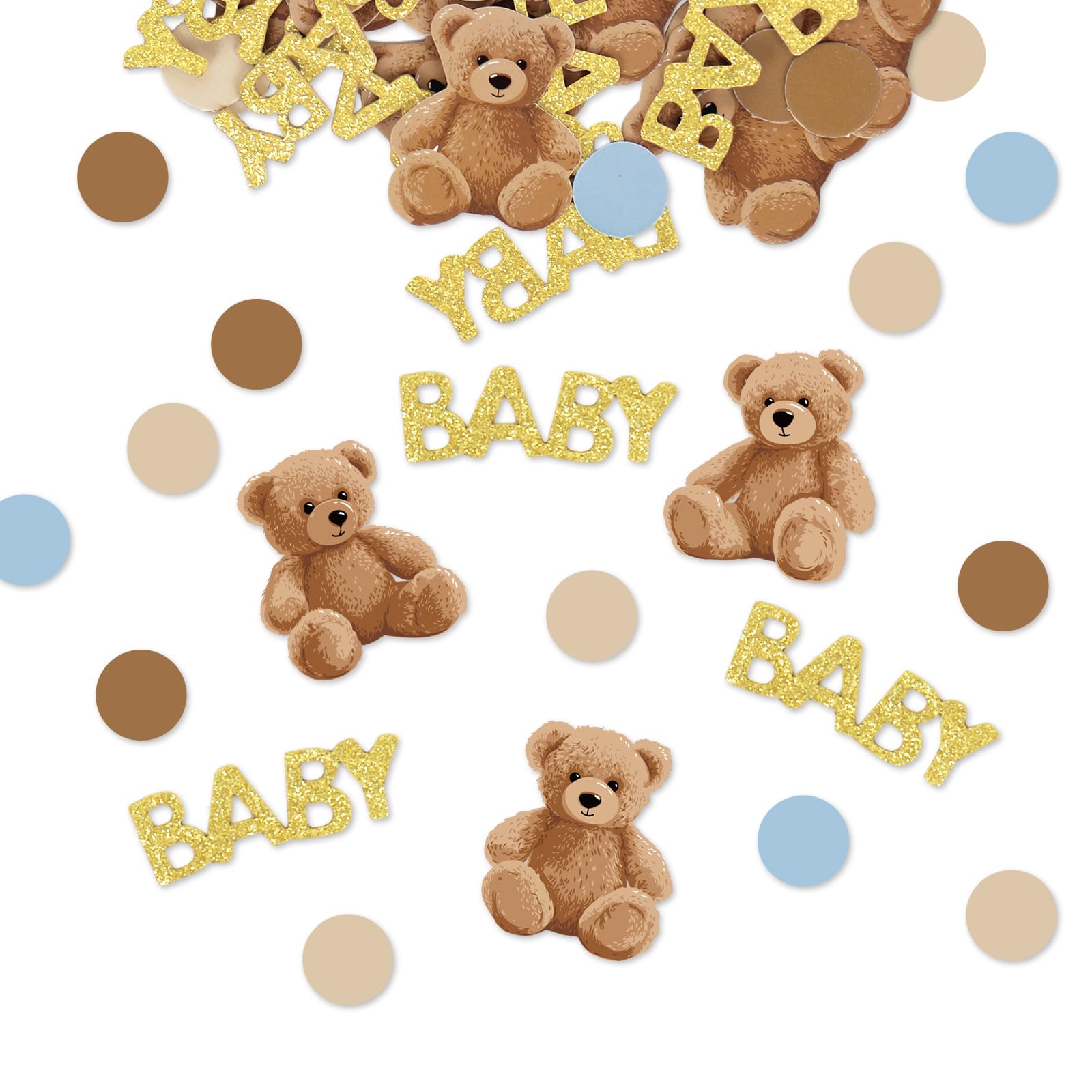 JarThenaAMCS 300 Stück Bären-Konfetti für Babypartys, 5 Designs, Papier-Tisch-Konfetti-Streuungen für Party-Dekoration