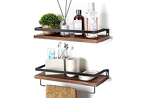 Bronze Floating Shelves for Wall with Towel Bar