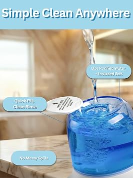 Nasal Irrigation System | Handheld Saline Nasal Rinse Kit with 1 Rinse Machine and 30 Salt Pods | Blue