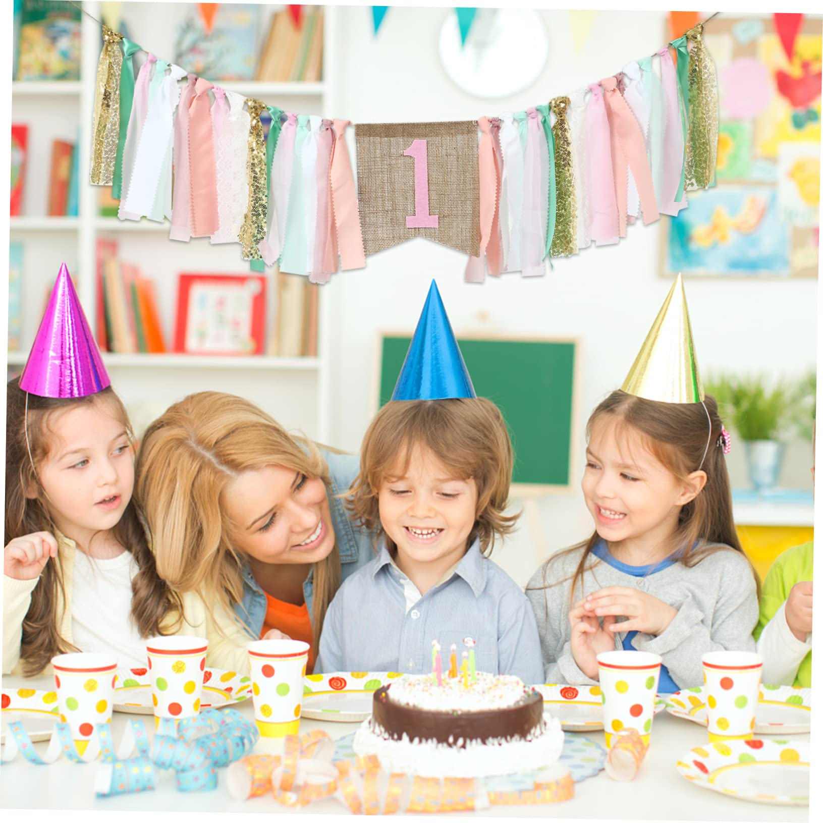 TOYANDONA 4 Uds De Cumpleaños De Tela Pancarta De Cumpleaños De Bebé Decoración De Primera Fiesta De Cumpleaños Adorno Pancarta De Feliz Cumpleaños Silla Alta para
