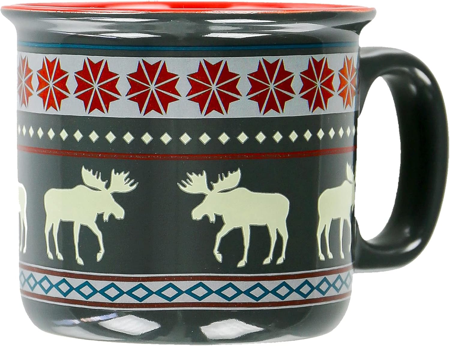 Lazy One Novelty Mugs, Funny Gift Mug for Family, Friends, or Coworkers in your Office, Set of 4, Moose Fair Isle