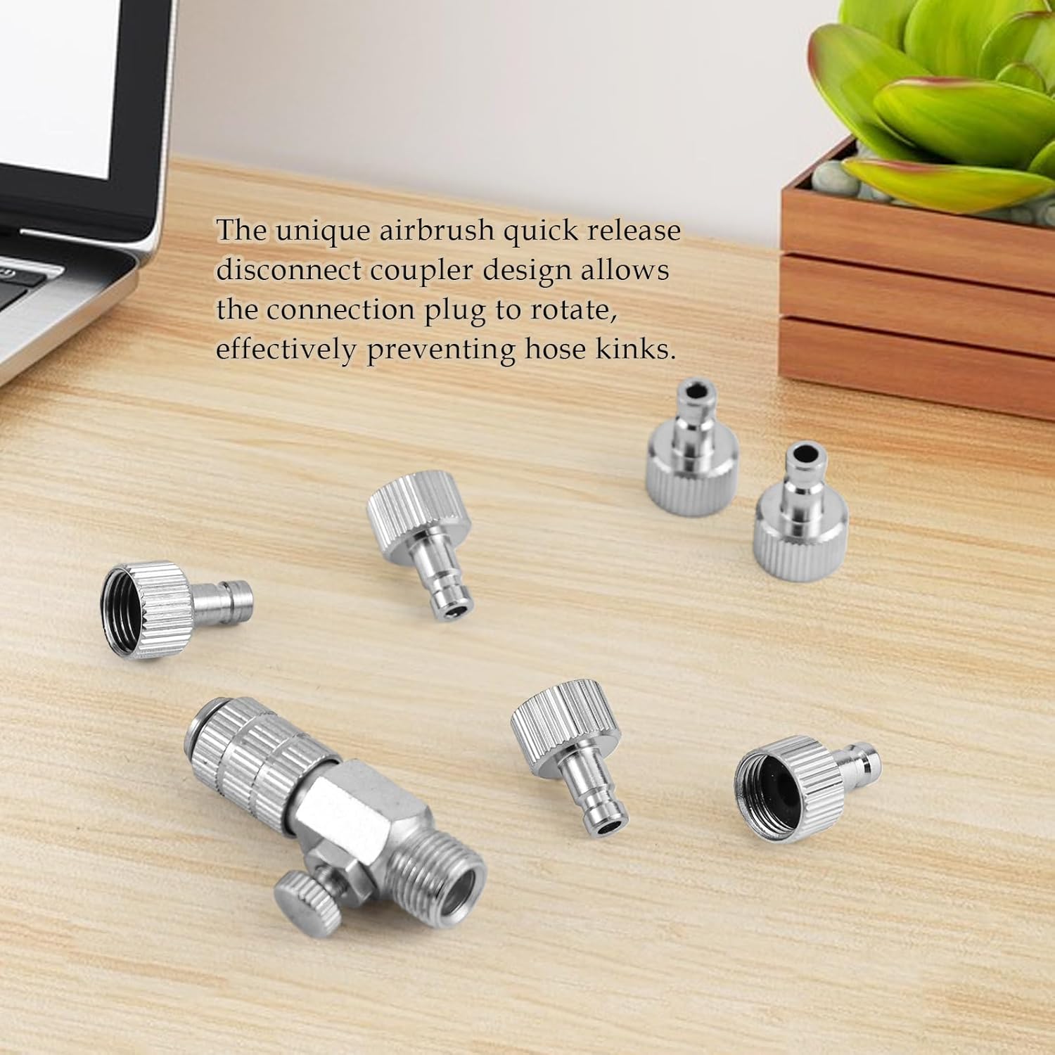 Airbrush Quick Connect, Airbrush Quick Release Disconnect, Adapter 1/8 in Male and Female Connections Adapter with Adjustable Control