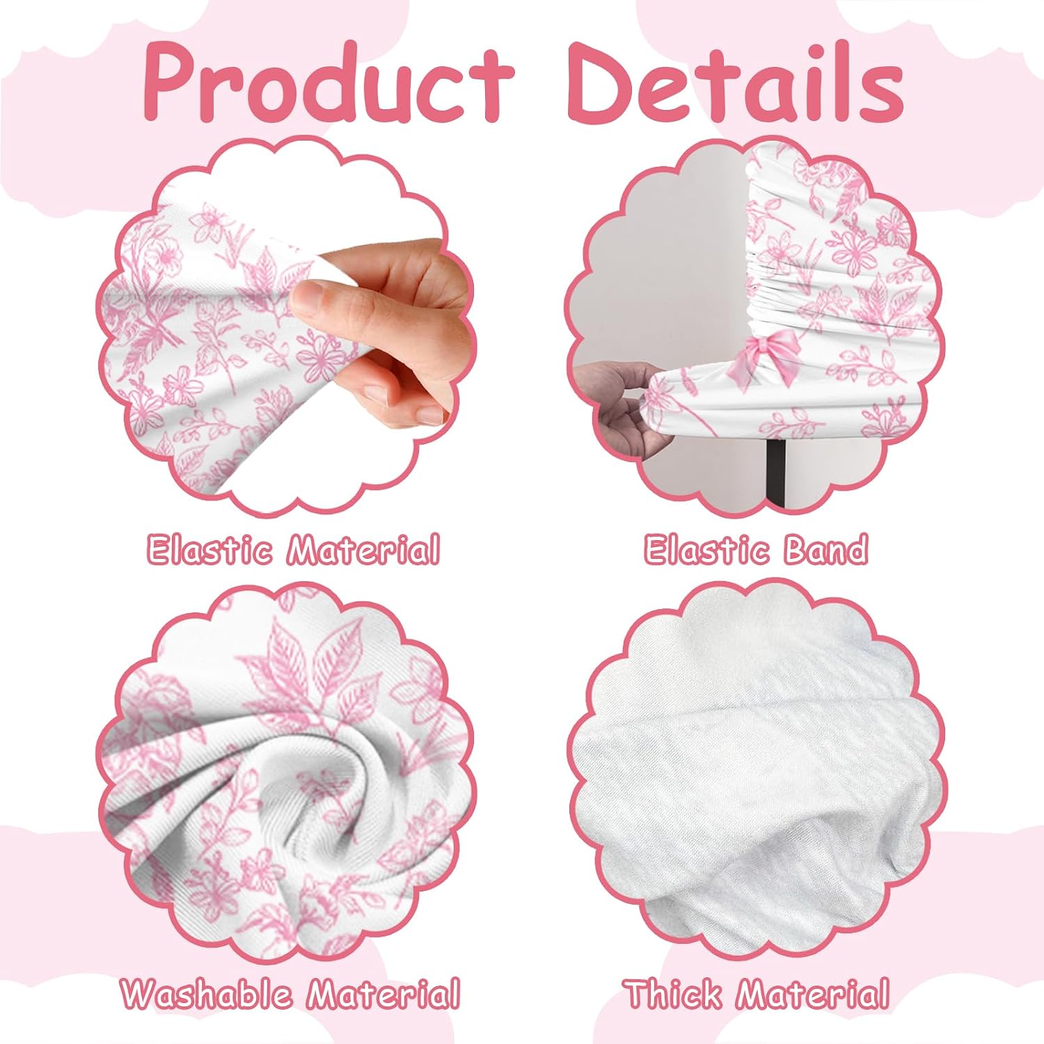 2PCS Chinoiserie Floral Arch Backdrop Cover Pink Baby in Bloom Baby Shower Decorations 6ft 7.2ft Spandex Fitted Pink Bow Wildflower Arch Stand Cover for Girls Floral Wedding Birthday Party Supplies image 4