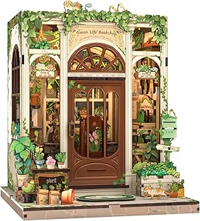 CUTEBEE Book Nook Kit - DIY Miniature House Dollhouse Kit for Adults and Teens, Booknook Tiny House Bookshelf Decor 3D Wooden Puzzle, Gifts for Family Friends (Green Life Bookshop)