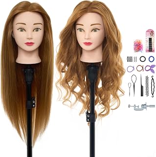 24 inch Hair Mannequin Head 60% Real Human Hair Hairdressing Head Cosmetology Styling Head With Braid Set Mannequin Stand